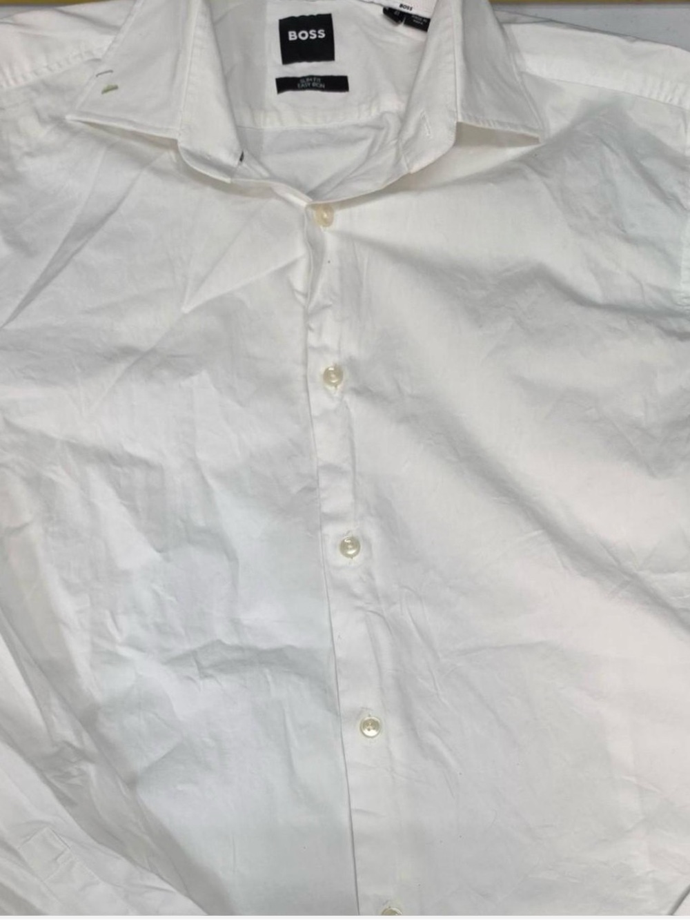 BOSS Men's White Button-Down Dress Shirt